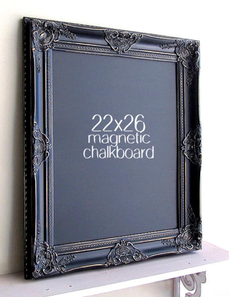 WEDDING CHALKBOARD Wedding Chalkboard Sign Black Distressed Framed Chalk Board MAGNETIC Blackboard Gothic Wedding Decor Rustic Wedding Gold image 1