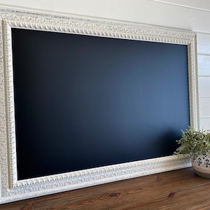 Farmhouse MAGNETIC CHALKBOARD Large FRAMED Chalkboard Distressed White Framed Chalk Board Kitchen Chalkboard Home Office Chalkboard image 1