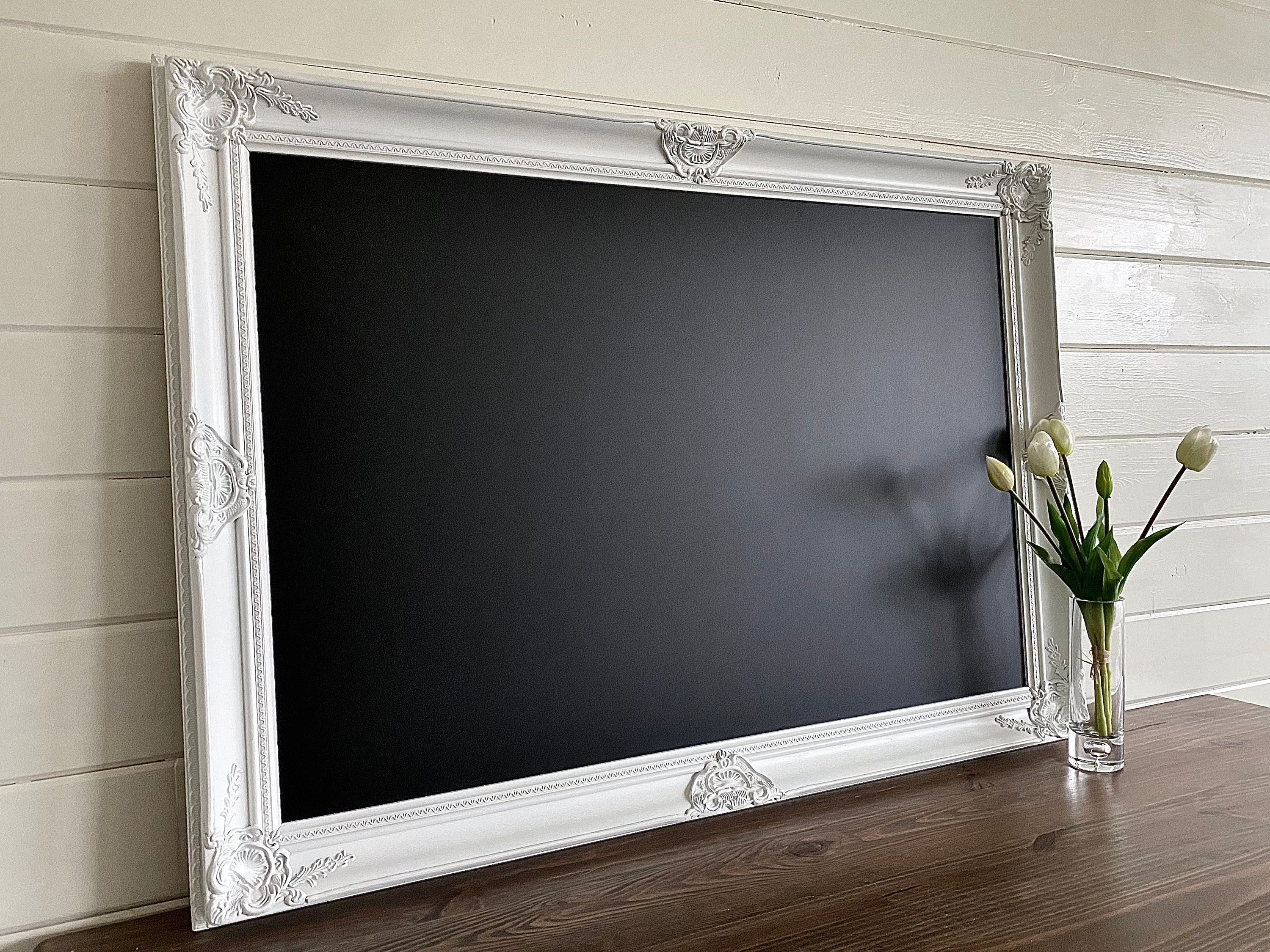 Large White FRAMED CHALKBOARD 30x42 Etsy