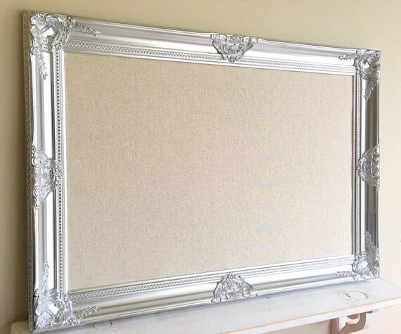 Silver Linen Wedding Decor Cork Board Pinboard Fabric Bulletin Etsy