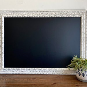 Farmhouse MAGNETIC CHALKBOARD Large FRAMED Chalkboard Distressed White Framed Chalk Board Kitchen Chalkboard Home Office Chalkboard image 5