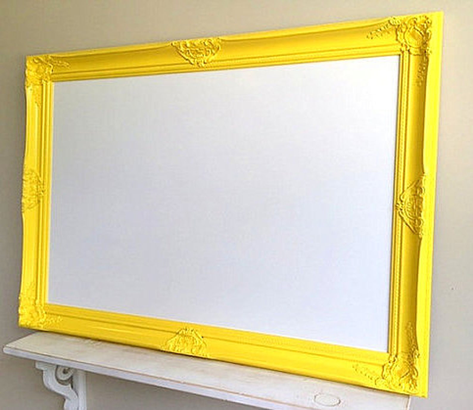 Neon Yellow Framed DRY ERASE BOARD Bright Yellow White Board Etsy