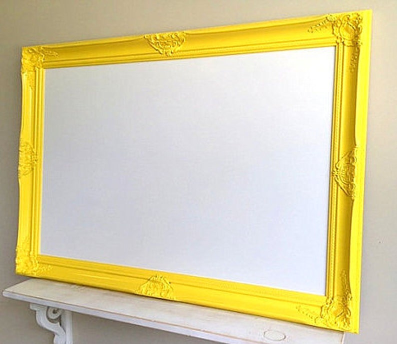 Neon Yellow Framed DRY ERASE BOARD Bright Yellow White Board Etsy