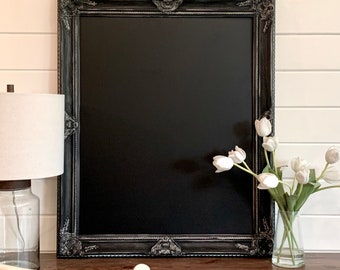 Black MAGNETIC CHALKBOARD 30"x36" Large Chalkboard Framed Chalkboard Ornate Chalkboard Distressed Chalkboard Magnet Board Kitchen