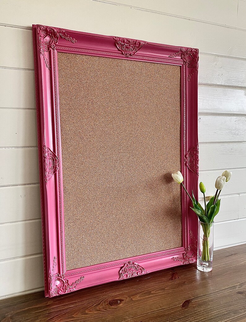 BULLETIN BOARD Girls Room PINK Cork Board Framed Pinboard Etsy