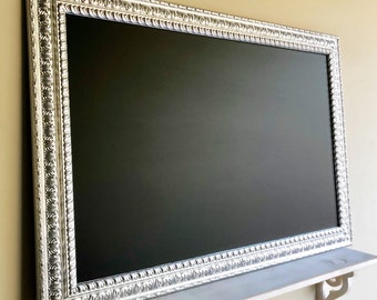 Memo Board Silver CHALKBOARD MAGNETIC Message Board Framed Black Board Kitchen Chalkboard Metallic Silver Wood Chalkboard Blackboard