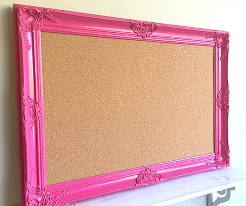 Bulletin Board Girls Room Pink Cork Framed Pinboard Corkboard Berry Wall Decor Teenager Girl Dorm Organizer Large