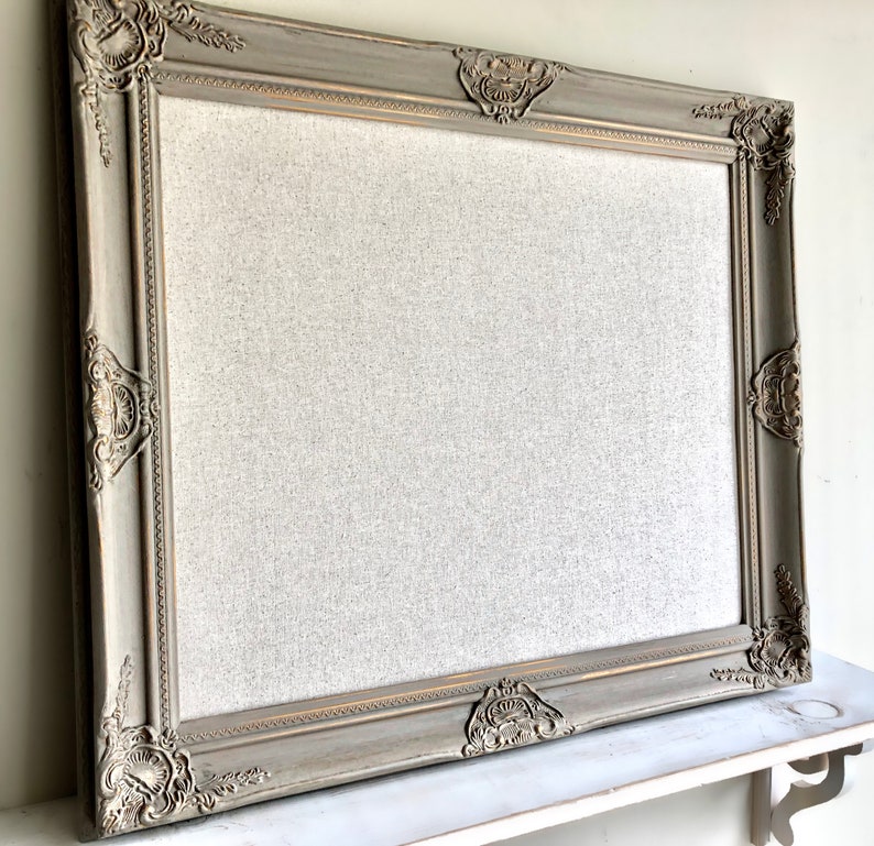 HOME OFFICE DECOR Bulletin Board Gray Linen Fabric Bulletin Etsy
