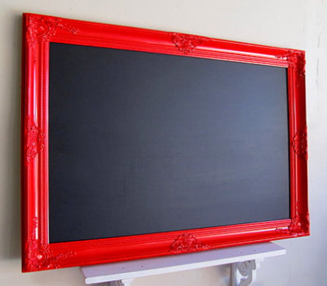 LARGE CHALKBOARD Framed Blackboard Red Kitchen Etsy