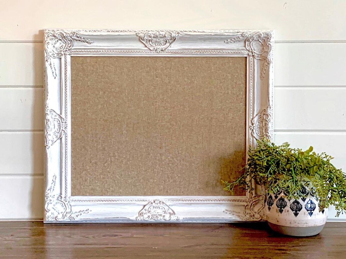 Fabric MEMO BOARD Gallery Wall Linen Board Tan White Etsy