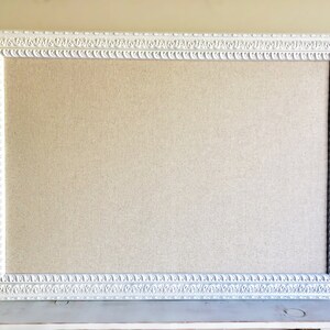 Large BULLETIN BOARD Christmas Gift for Wife Large Magnetic Board Framed Memo Board Fabric Cork Board White Linen Pinboard Fabric Pin Board image 4