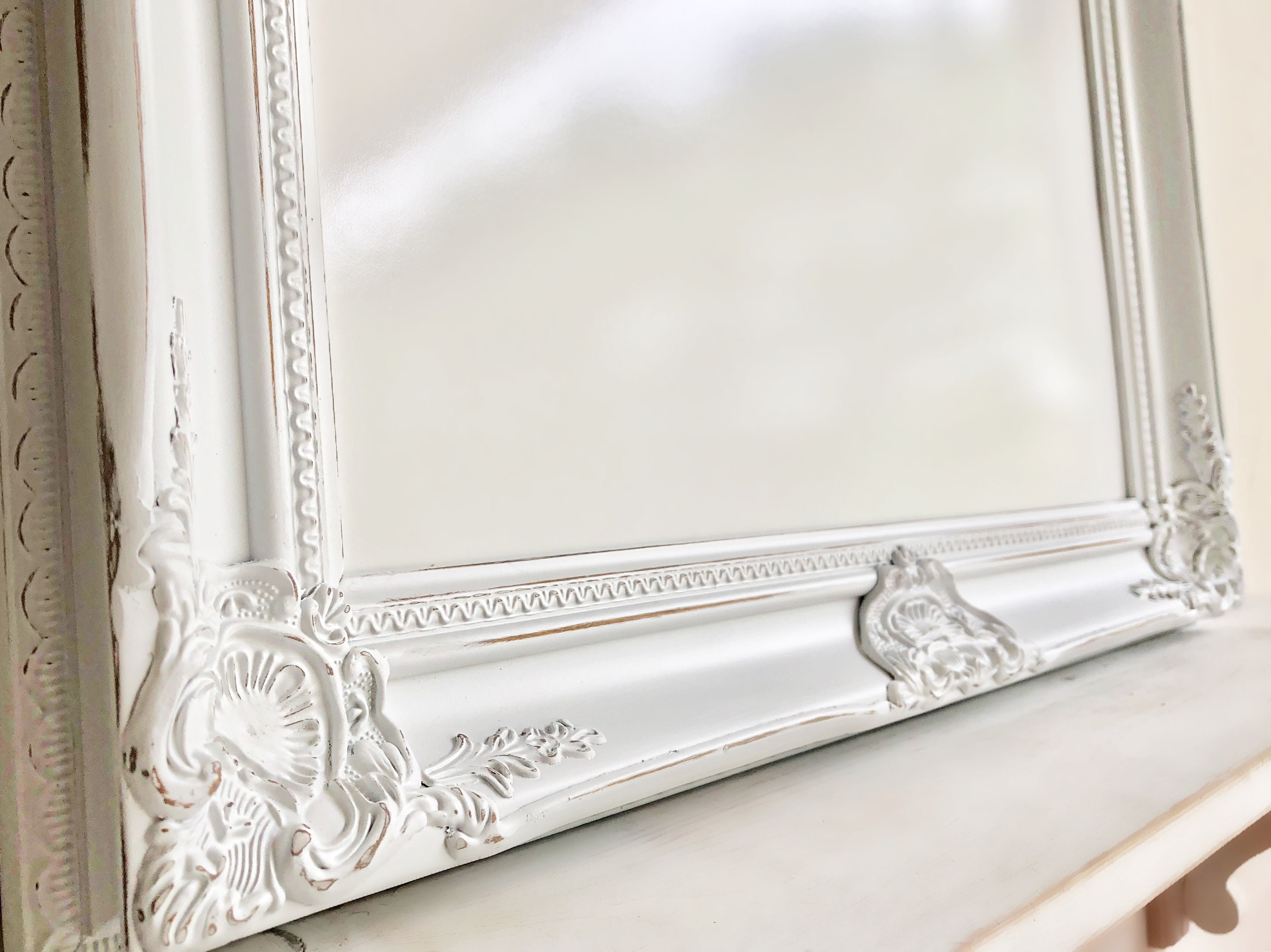 Decorative WHITEBOARD Framed Dry Erase Board Distressed White Etsy UK