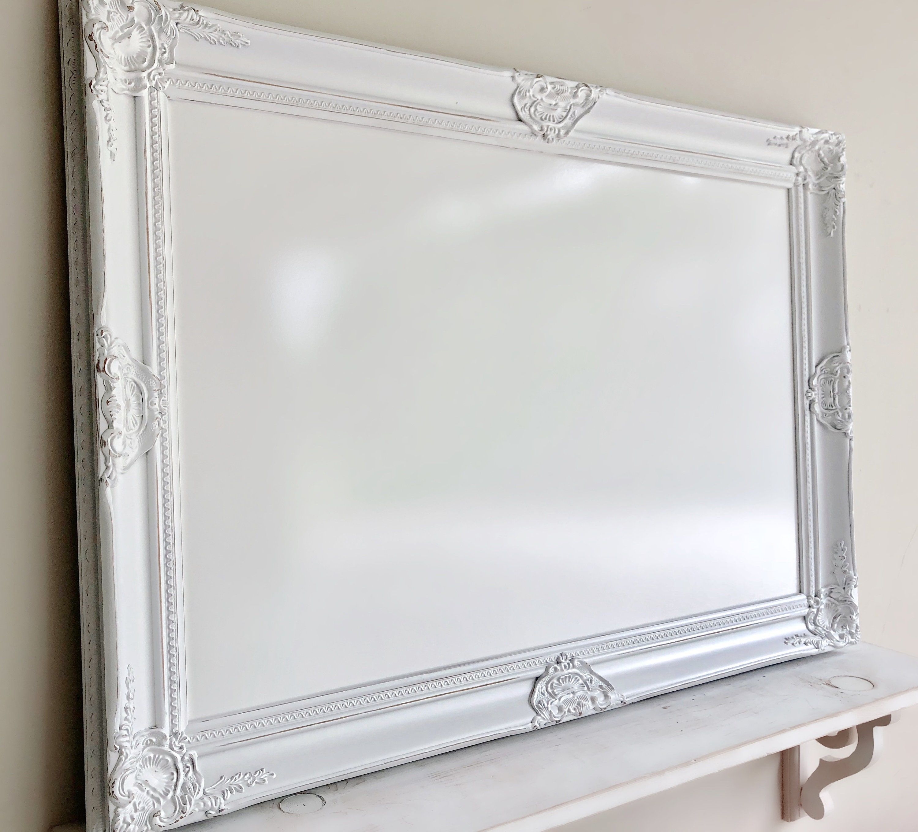 Decorative WHITEBOARD Framed Dry Erase Board Distressed White Etsy