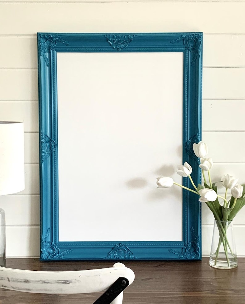 Teal DRY ERASE BOARD 30x42 Blue Magnetic Dry Erase Board Large Dry Erase Board Turquoise Framed Whiteboard Business Office Dry Erase image 1