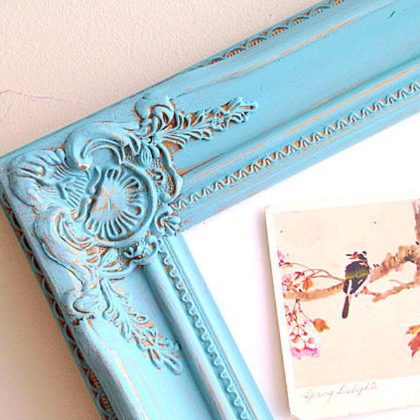 Teal Decor WHITE BOARD MAGNETIC Board Turquoise Decor Dry Erase Board French Country Home French Provincial Furniture Blue Large Baroque