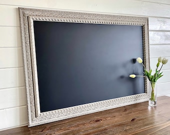 Grey MAGNETIC CHALKBOARD Framed Chalkboard Decorative Chalkboard Black and Grey Home Decor Wall Organizer Memo Board Vision Board