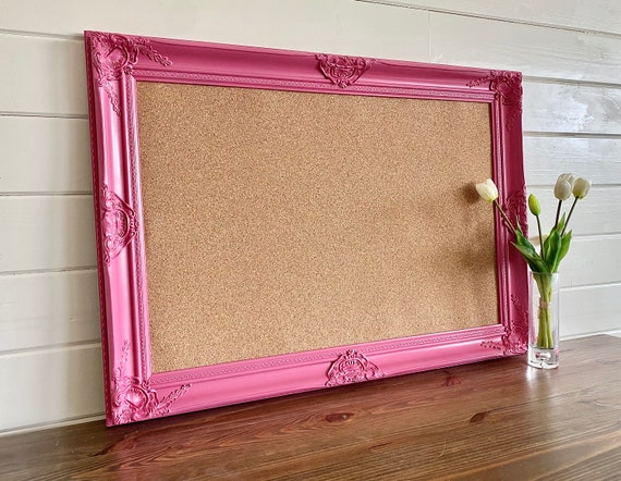 BULLETIN BOARD Girls Room PINK Cork Board Framed Pinboard Corkboard Berry  Pink Wall Decor Teenager Girl Room Decor Dorm Room Organizer Large -   Israel