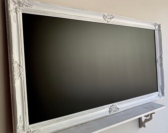 LARGE MAGNETIC CHALKBOARD 30"x54" Framed Chalkboard White Chalkboard Distressed Wood Chalkboard Home Office Organizer Shabby Chic