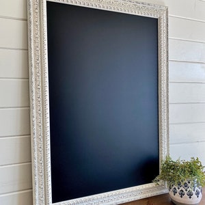 Farmhouse MAGNETIC CHALKBOARD Large FRAMED Chalkboard Distressed White Framed Chalk Board Kitchen Chalkboard Home Office Chalkboard image 6