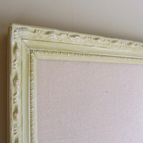 Memo Board Artwork Display Magnet Board Kitchen Organizer Sage Green Neutral Nursery Vintage Antique Ornate Frame Wedding Pictures