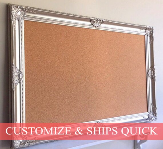 Cork Board Bulletin Board Champagne Framed Memo Board Wall Etsy