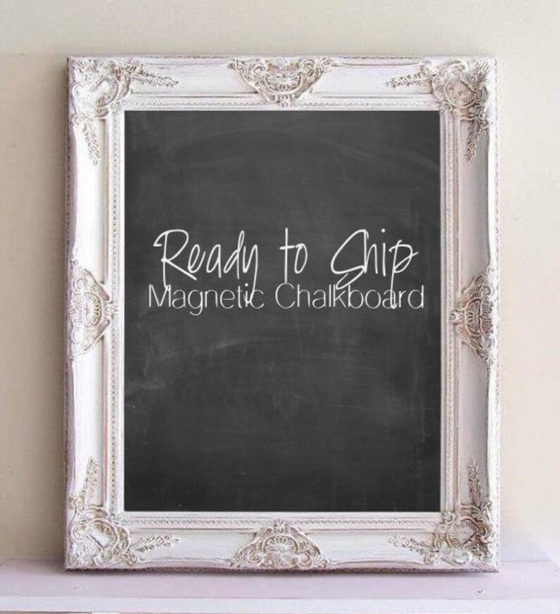 White FRAMED CHALKBOARD Ready to Ship Farmhouse Decor Framed Chalk Board Kitchen Chalkboard MAGNETIC Chalkboard Gift for Her image 2