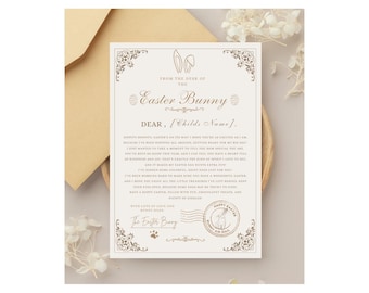 Canva Editable Official Easter Bunny letter, Personalize for your little one, Letter from the Eater Bunny, Instant Download