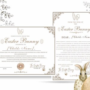 Carta y certificado oficial del Conejo de Pascua editables en Canva. Personalízalo para tu pequeño. Carta del Conejo de Pascua. Descarga instantánea.