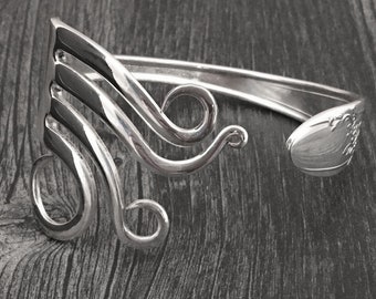 Eco Friendly Fork Bracelet, Circles Design Number 5, Antique Jewellery, Vintage Silver Bracelets