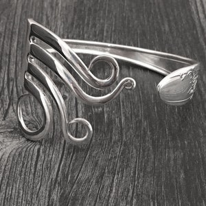 Eco Friendly Fork Bracelet, Circles Design Number 5, Antique Jewellery, Vintage Silver Bracelets