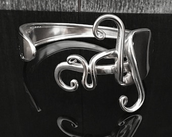 Silver Fork Jewelry, Recycled Bracelet, Vintage Wedding, Bridesmaid Gifts, in Abstract Design Number Two