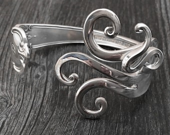 Silver Fork Bracelet, Vintage Jewelry, Vintage Bracelet, Recycled Bracelet, Eco Friendly Jewelry, Original Fancy Design Number Seven