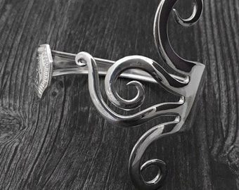 Sustainable Eco Friendly Silver Fork Bracelet, Wavy Design 1, Recycled Silverware Jewelry, Flatware Jewellery