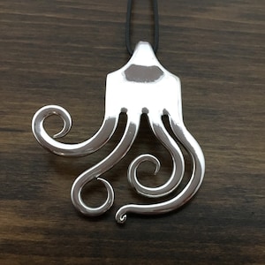 Recycled Silverware Jewelry, Fork Pendant in Curly Design #5