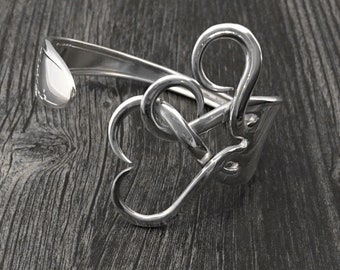 Silverware Jewelry, Fork Bracelet in Original Intertwining Hearts Design