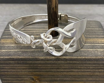 Premium Gabel Armband Design 'Curiosity', Dramatische Statement Silber Besteck Schmuck, Recyled Silber Besteck