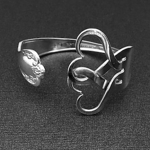 Fork Bracelet in Intertwining Hearts Design Number Two, Mother&#39;s Day Gift, Recycled Silverware Jewelry