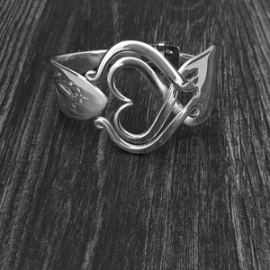 Heart Fork Bracelets, Vintage Heart Jewelry, Recycled Flatware Jewelry, Heart Design 3, Hinged Silver Cuff Bracelet, Statement Piece Jewelry