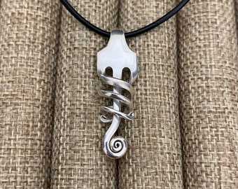 Dainty Spiral Sterling Silver Fork Necklace 'Aurora'