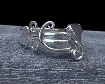 Antique Abstract Jewelry, Artisan Sculptural Octopus Styled Hinged Fork Bracelet, Abstract 6 Design, Repurposed Flatware