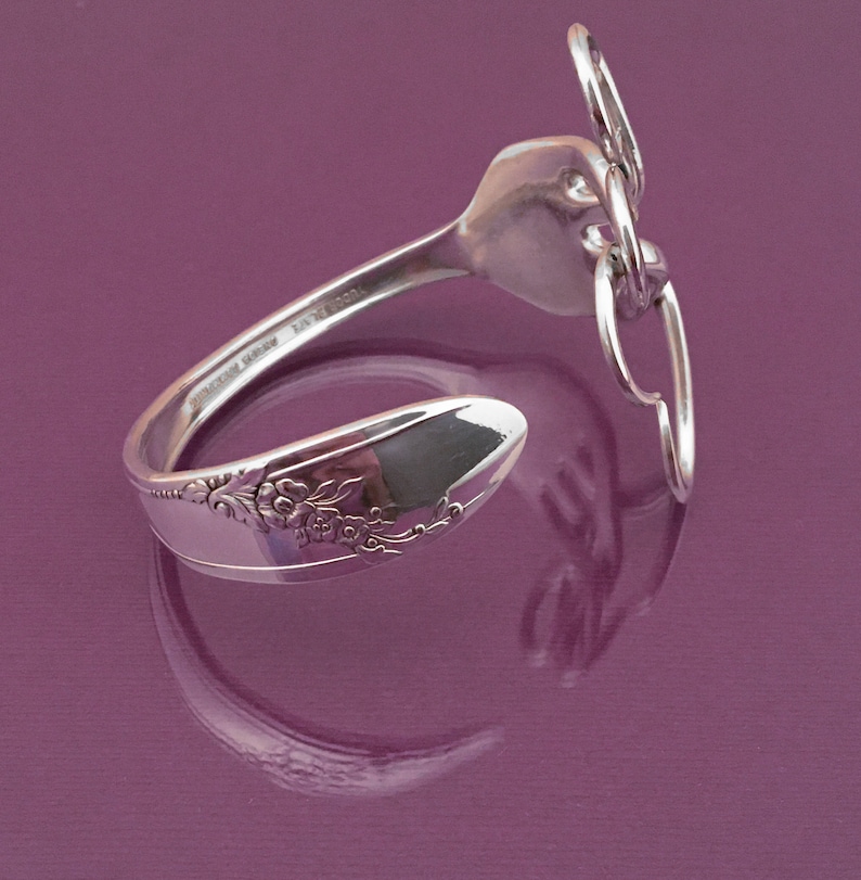 Silverware Jewelry, Fork Bracelet in Original Intertwining Hearts Design image 3