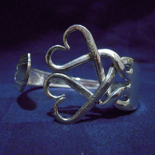 Silver Fork Bracelet in Original Weaving Hearts Design