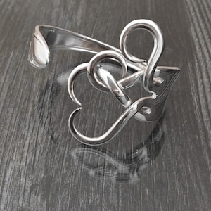 Silverware Jewelry, Fork Bracelet in Original Intertwining Hearts Design image 2