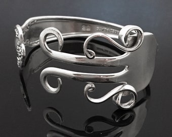 Recycled Vintage Silver Fork Bracelet in Fancy Design Number 9