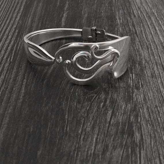 Abstract Fork Bracelets, Artisan Bracelet, Sculptural Jewelry, Hinged Fork Bracelet in Abstract 5 Design, Recycled Flatware Jewellery