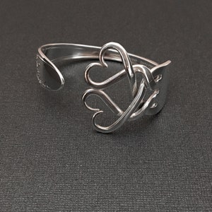 Antique Silverware Jewelry Fork Bracelet in Weaving Hearts Design image 3