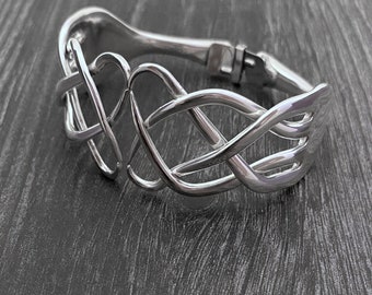 Double Celtic Knot Fork Bracelet, Vintage Recycled Flatware Jewelry, Silver Cuff, Eco Fashion Gift Ideas