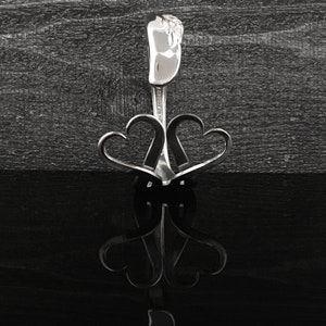 Double Heart Fork Bracelet, Silver Heart Jewelry, Recycled Fork Jewelry, Flatware Silverware Cuff Bracelet image 3