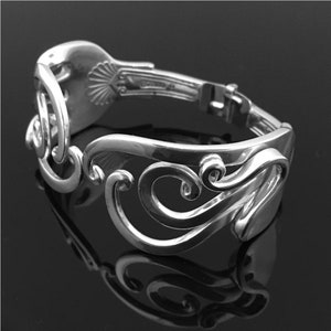 Double Fork Bracelet in Abstract Design #5, Narrow Octopus Fork Jewelry, Recycled Flatware