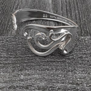Fork Bracelet in Abstract Design 5, Recycled Silverware Jewelry, Narrow Design, Vegan Liberation Pledge Fork Bracelet image 2